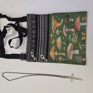Mushroom bag and cross necklace